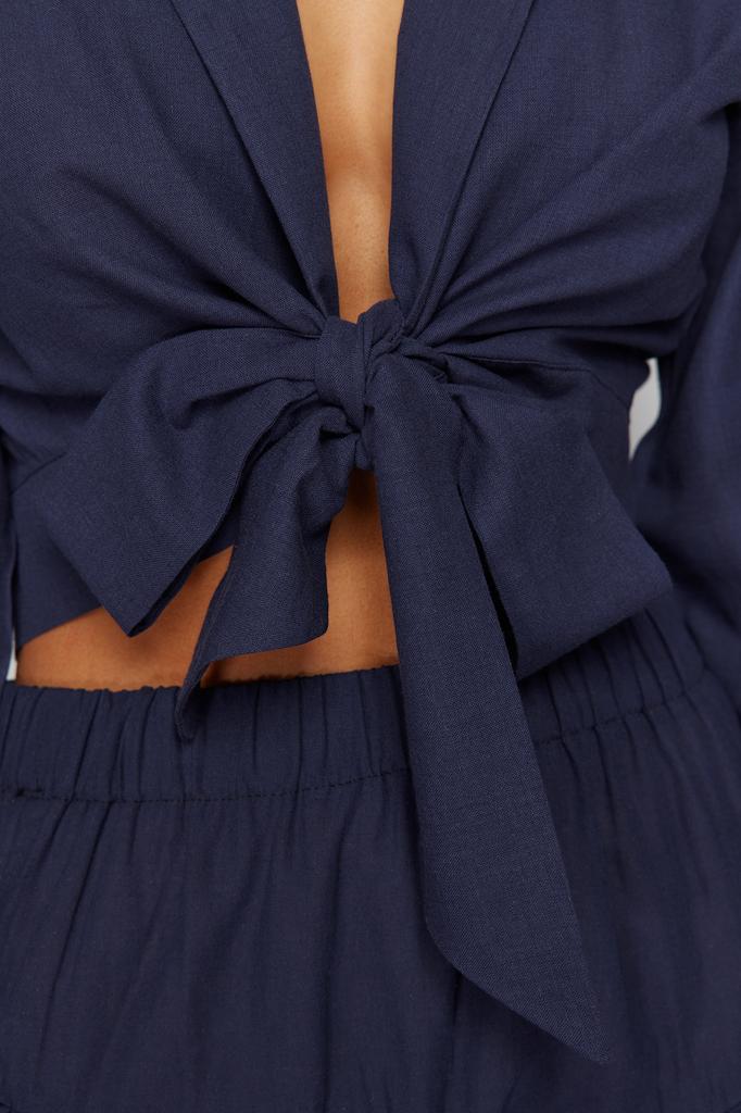 Women's Fashion New Blouse Pink Crop Woven Tie Up Blouse