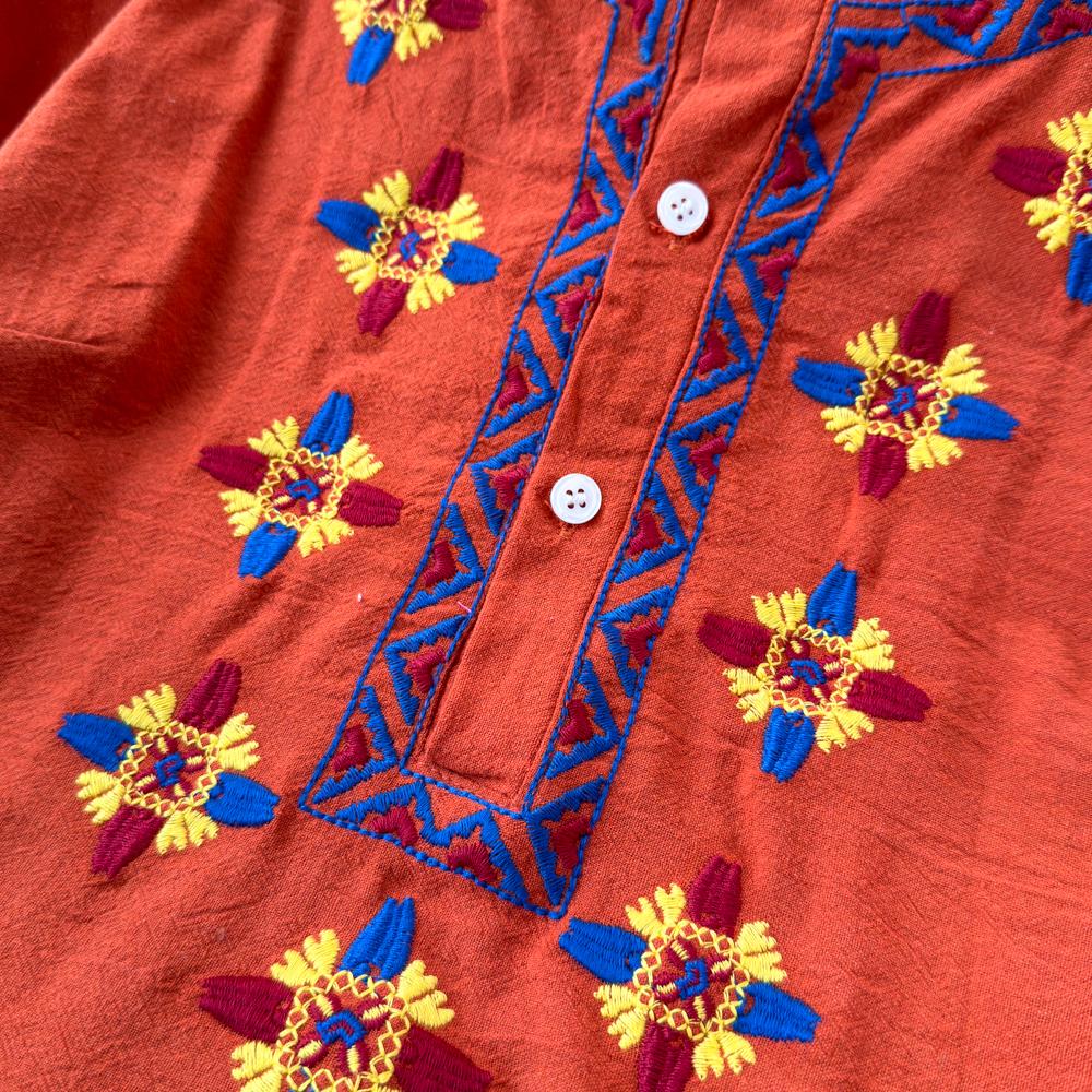 Женская блузка в этническом стиле с круглым вырезом и вышитыми рукавами-фонариками в стиле ретро, летние женские топы с цветными блоками