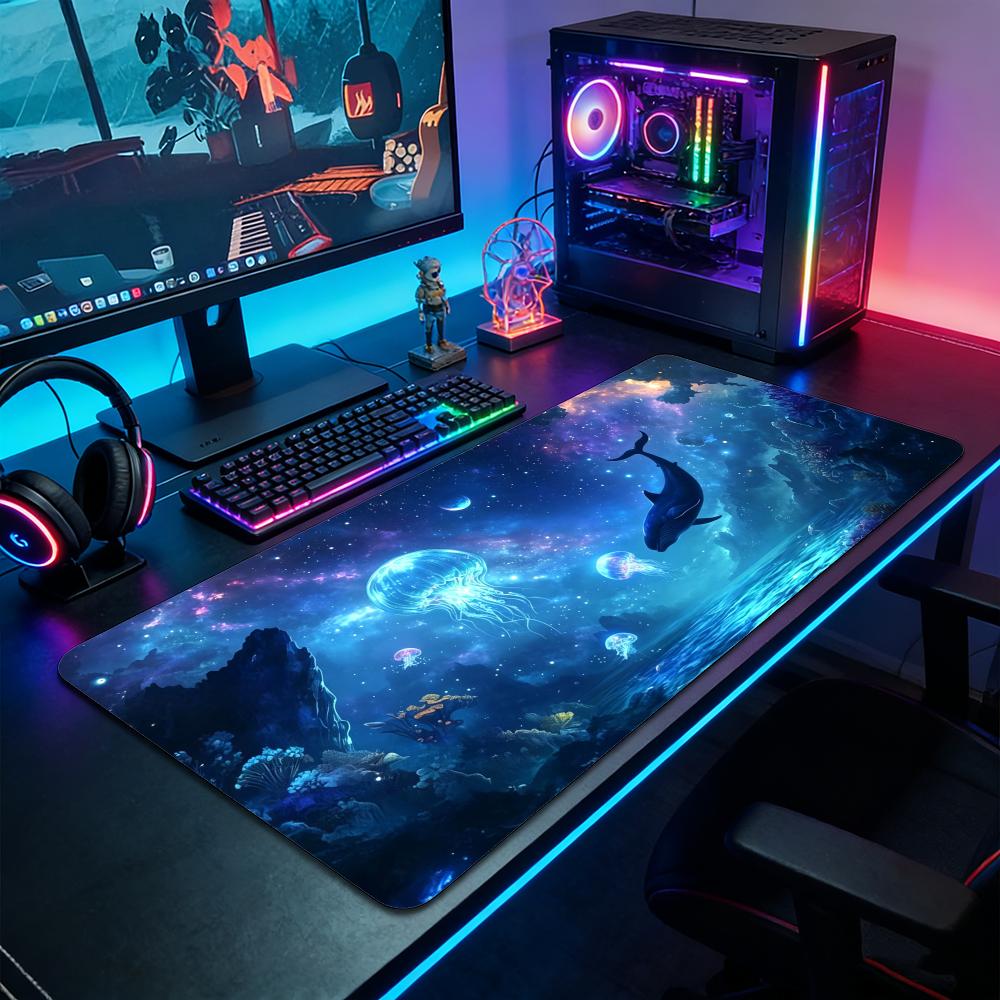 Cosmic Sea Whale Mouse Pad Computer Accessories Office Game Table Mats Rubber AntiSlip Gaming Keyboard Mousepad Desk Pads 30x60