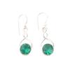 Round Cut Green Emerald 925 Sterling Silver Handcrafted Jewelry Earrings 1.68" CE-15-1