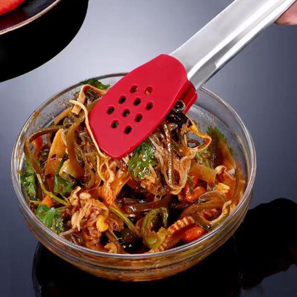 Silicone Head BBQ Grilling Tongs Food Grade Stainless Steel Tongs Kitchen Use