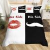 Cat Side and My Side Black White Cat Modern Romantic Theme Comfortable Duvet Quilt Cover Pillowcase Bedding Set Children Bedroom