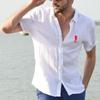Men's Party Comfortable Linen Solid Color Printed Short Sleeve Shirt