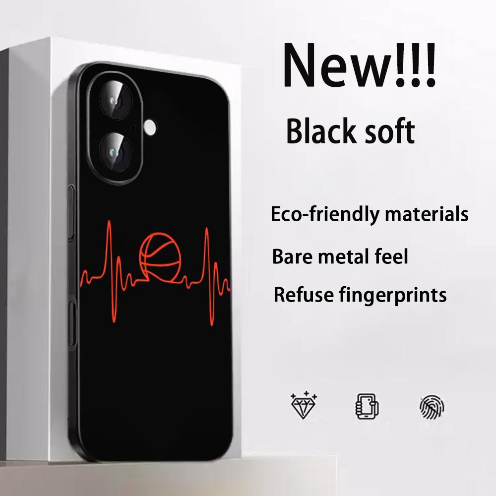 Суперкрутой дизайн с баскетболом Чехол для телефона Для iPhone 17 16 и 15 14 13 12 Plus Mini Pro Max Мягкий черный Ударопрочный чехол