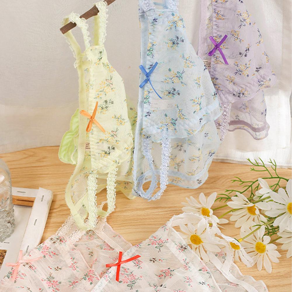 Sexy Sweet Bow Women Transparent Froal Mesh Panties Lingerie Lace Briefs Flower Underwear