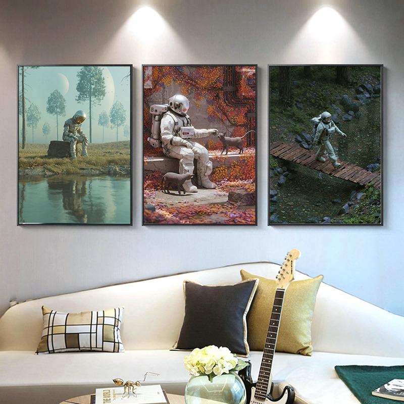Fantasy Astronaut Canvas Poster Abstract Adventure Wall Picture for Living Room Bedroom Playroom Bar Club Modern Home Decor Gift