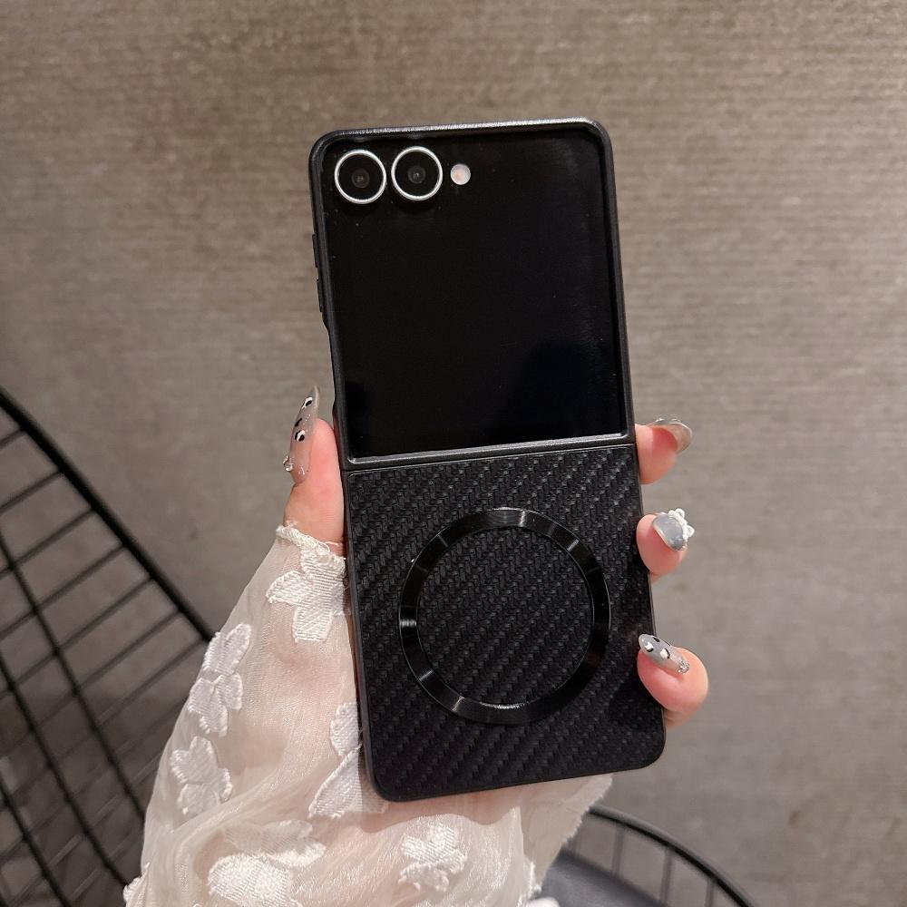 Магнитный чехол с узором из углеродного волокна для Samsung Galaxy ZFlip 7 6 5 4 Z Fold 7 6 5 Беспроводная зарядка Защитная крышка для телефона
