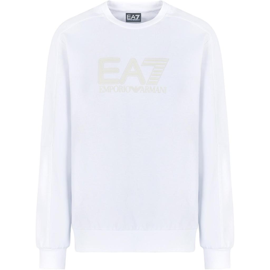 Emporio Armani EA7 Осень/Зима 24 Свитшот с принтом логотипа из букв и цифр, с круглым вырезом, с длинным рукавом, мужской свитшот Белый 6DPM60-PJVRZ-1100