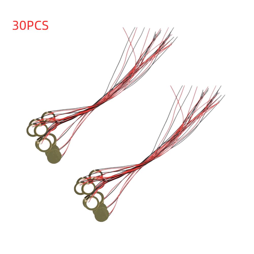 30PCS Cord Length 330mm Contact Microphone Thick 0.4mm Sound Sensor Disc Transducer For Instrument