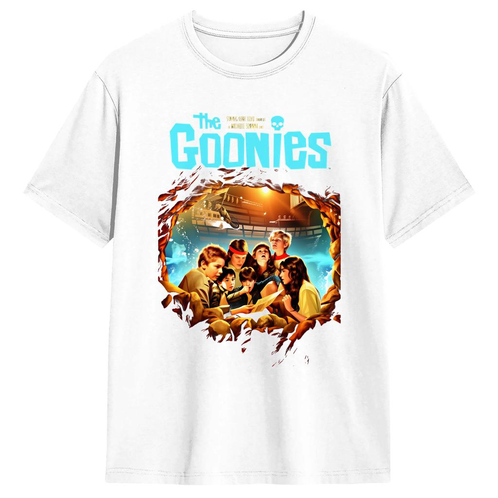 Футболка из чистого хлопка The Goonies Never Say Die для мужчин Пляжная С круглым вырезом Модная футболка Свободного кроя Повседневная одежда