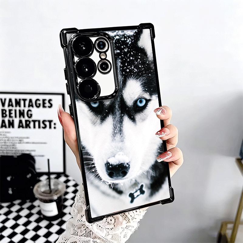 Alaskan Husky Cute Dogs Plating Phone Case For Samsung Galaxy S24 S25 FE S26 Edge S23 Ultra S22 S21 Plus S20 Anti-Fall Airabag C