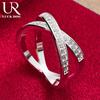 925 Sterling Silver AAA Zircon Letter X Ring Fashion Wedding Jewelry