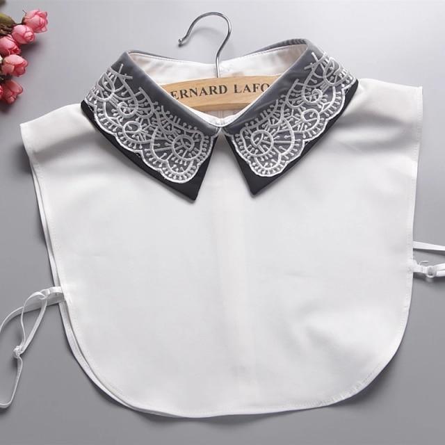 Hollow Lace Chiffon Doll Cotton Fake Collar Blouse Sweater Detachable Shirt Collar False Collar Lapel Women Top Collars Decor