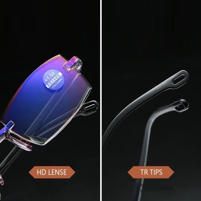 Мужские и женские очки для чтения без оправы, бифокальные, дальние, ближние, увеличительные очки с защитой от синего света