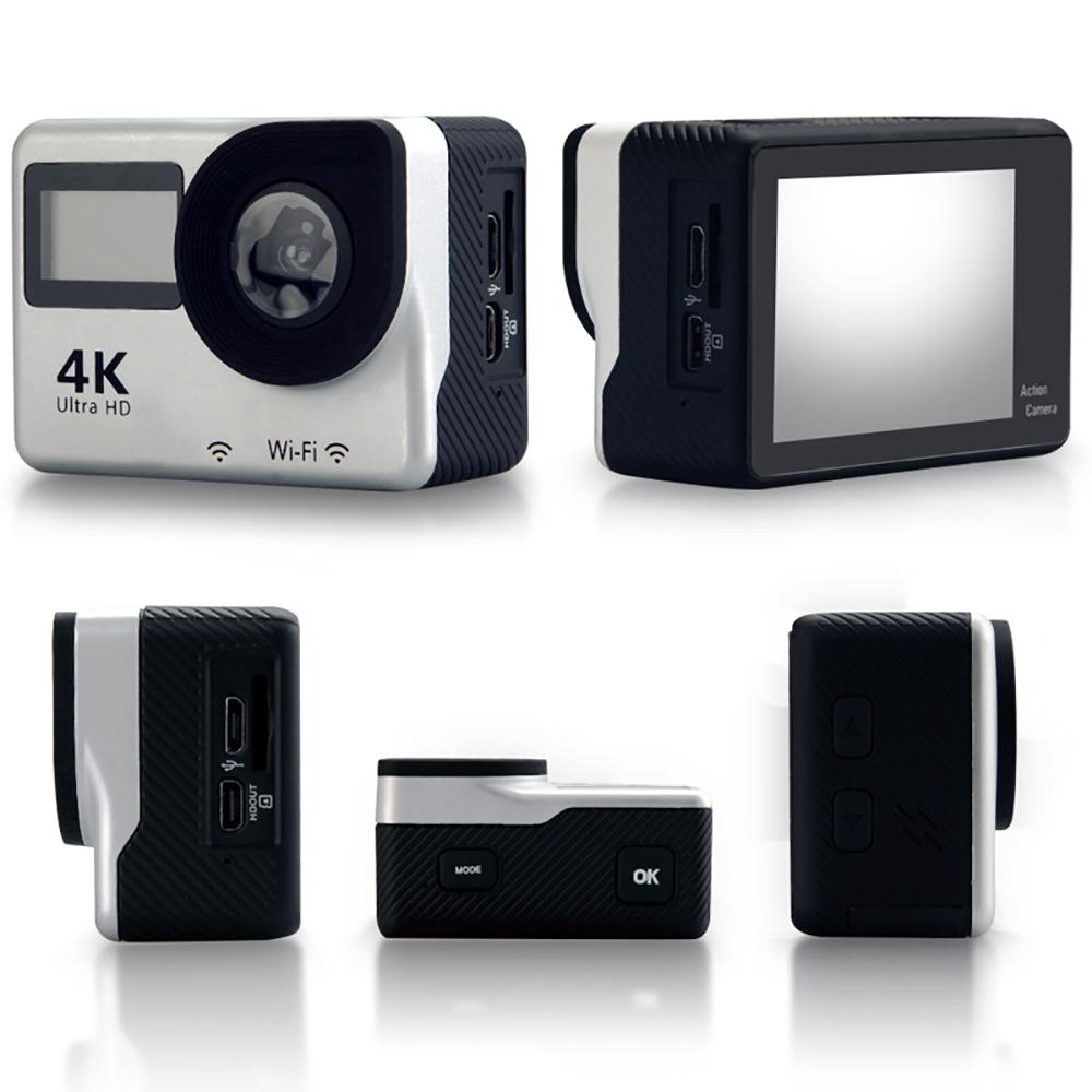 Уличная 4K 24FPS 16MP экшн-камера с двойным IPS-экраном, WiFi, водонепроницаемая, профессиональная спортивная DV-камера с креплением на шлем и пультом дистанционного управления, веб-камера
