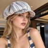 Striped Pattern Peaked Caps Soft Newsboy Cap Niche Style Painter Hat  for Women