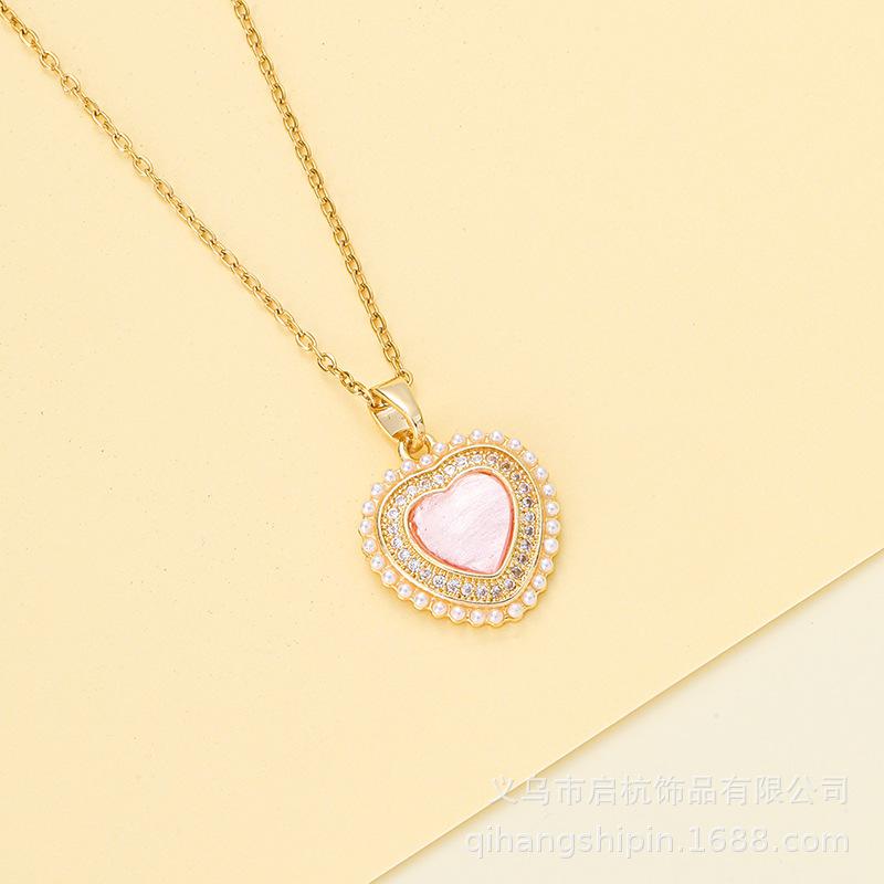 Ожерелье Любви Женское Дизайн Легкая Роскошь Маленький Свежий и Сладкий Кулон Сердце