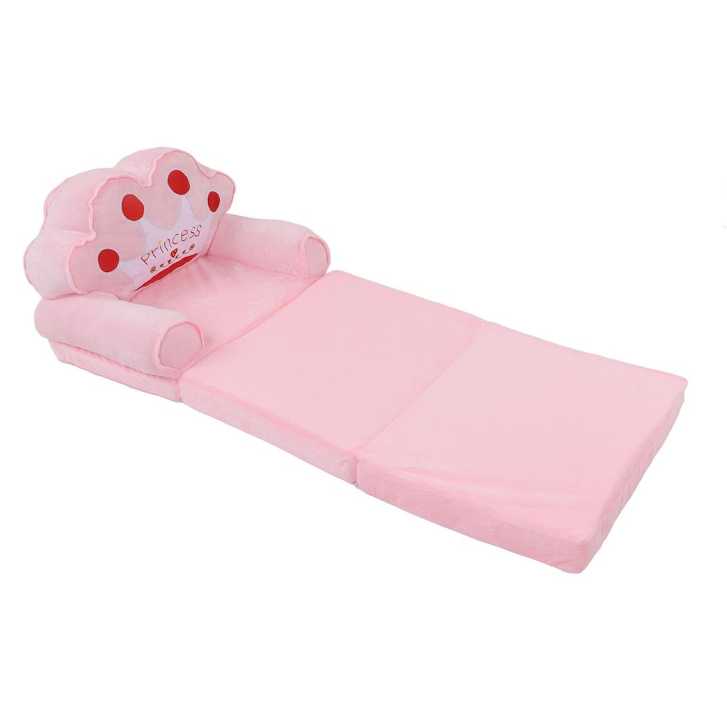 Складной детский диван 2 в 1, раскладной милый диван-кровать для гостиной, спальни, узор «Корона», розовый 3