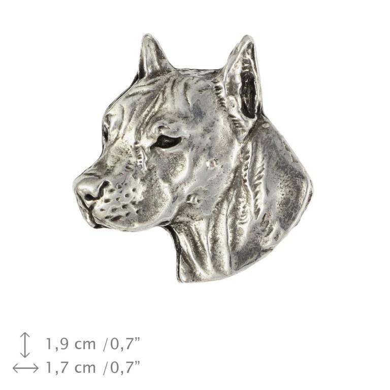 American Staffordshire Terrier, Amstaff I  - Silver-plated dog brooch, elegant pin, jacket lapel decoration by Art-Dog brand