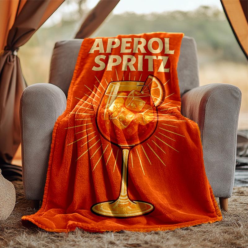 Aperol Spritz Flannel Blanket Soft Warm All-Season Throw, Design for Camping, Car Travel, Hiking Sofa, Bed, Office Perfect Gift for Parties