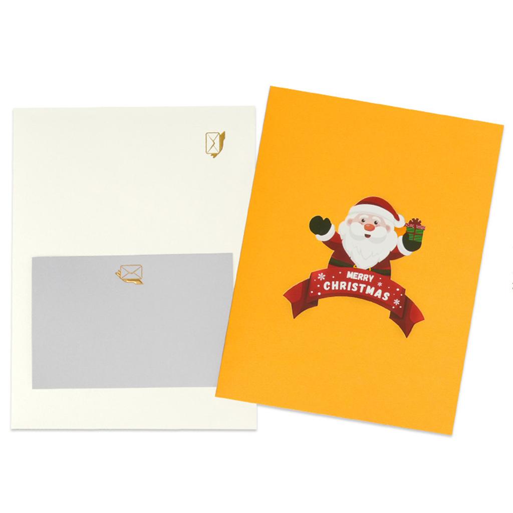 Рождественская 3D-музыкальная поздравительная открытка с огнями, праздничная открытка-сюрприз с конвертом, складная открытка