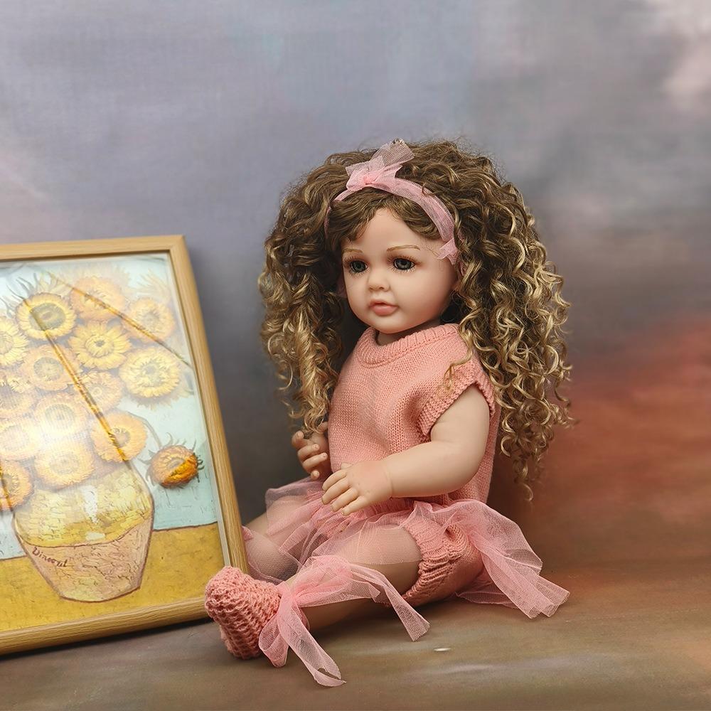 55 см полностью силиконовое тело Reborn Baby Doll Betty с модными африканскими взрывными волосами Прекрасная принцесса кукла для маленьких девочек Одежда для малышей Кукла Playmate Toys