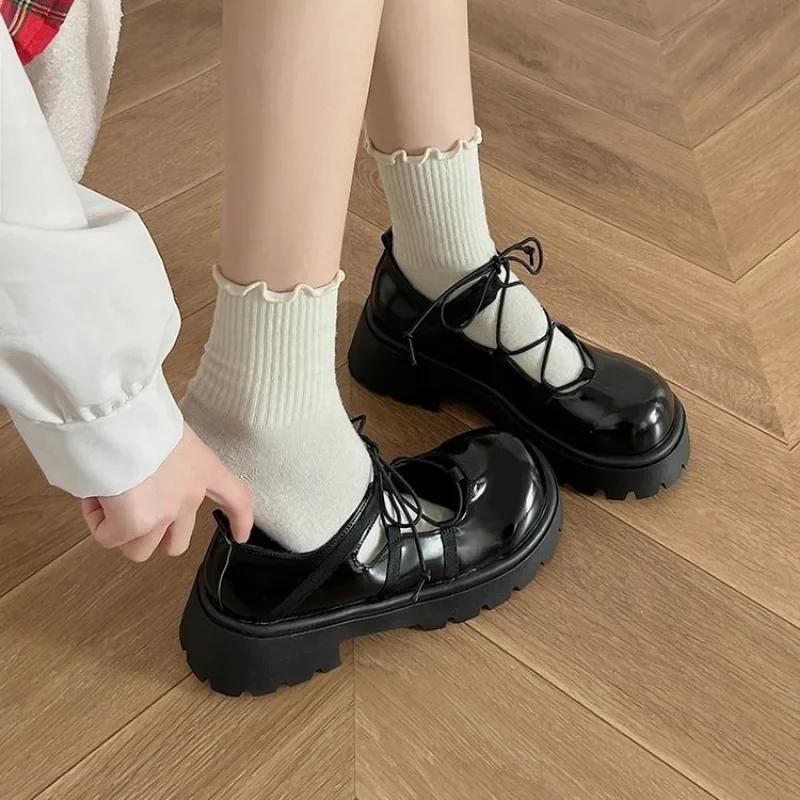 Women's Shoes 2024 Solid Color Round Toe Fashionable Women's Shoes Shallow Mouth Thick Sole Professional Women's Shoes Mary Jane