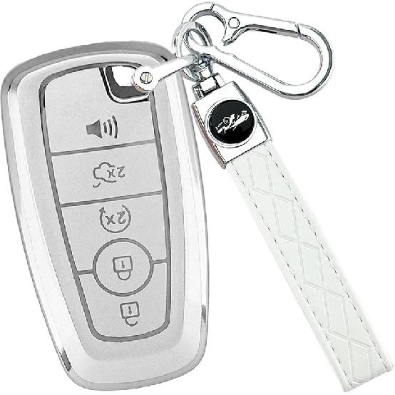 Чехол для брелока Ford с брелоком, полноразмерный защитный чехол для ключей для 2018-2025 Explorer Fusion Escape Edge Bronco F150 Maverick Mustang