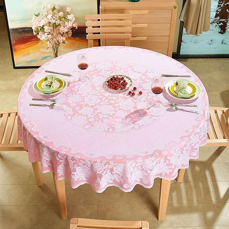 New Colored Circular Tablecloth Waterproof Oil Proof Round Dining Table Cover Anti Scalding Non Washing Household Tablecloths