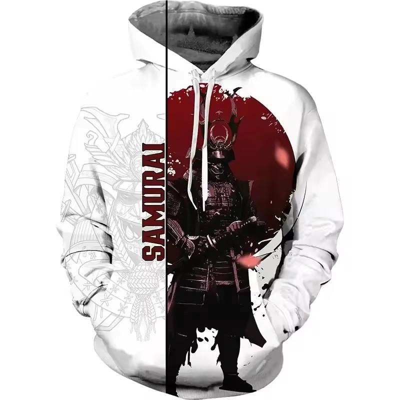 Толстовки с принтом самураев 3D для мужчин Armor Knights Graphic Hooded Hoody Kid Fashion Cool Sweatshirts Winter Harajuku Top Pullover
