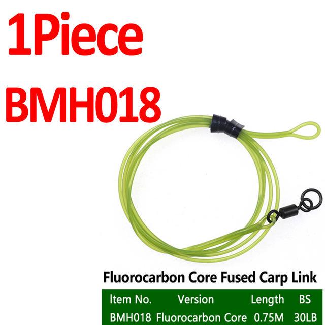 Bimoo 1PC 30LB 35LB 45LB Fluoro Carbon Fused Carp Link High Carbon Carp Main Line Braided Carp Leader Trace with Terminal Swivel