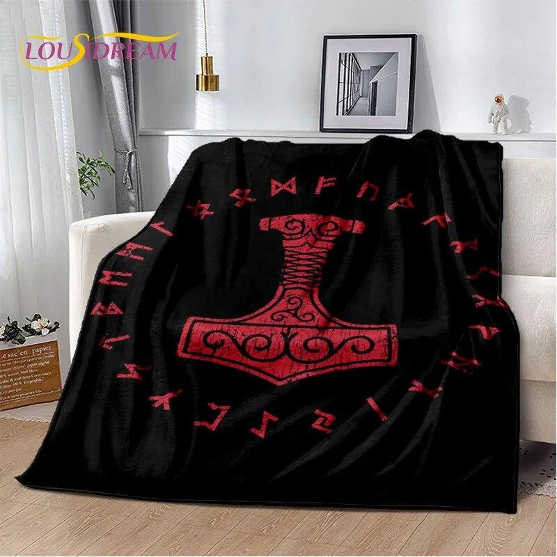 3D Viking Odin Valhalla Nordic Mythology Symbols Blanket,Soft Throw Blanket for Home Bedroom Bed Sofa Picnic Office Travel Cover