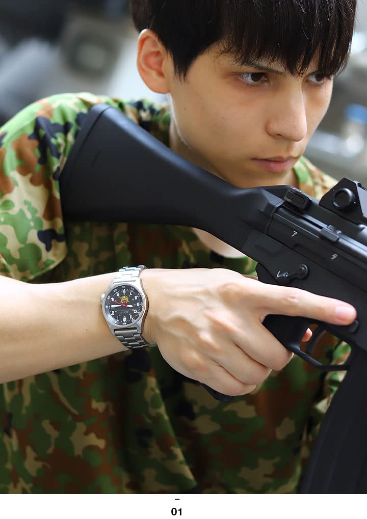 KENTEX Men's Wristwatch Japan Ground Self-Defence Force Made In Japan Hinomaru Metal Belt JT-WA-MB-001 Black