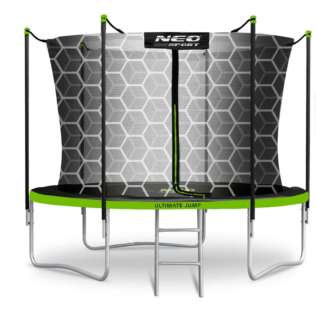 Trampolina Ogrodowa 8Ft/252Cm Z Siatką Wewnętrzną I Drabinką Neo-Sport