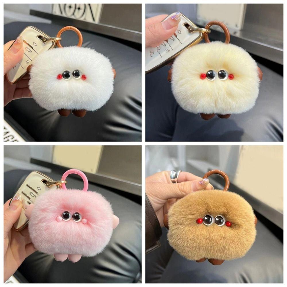 Stuffed Imitation Rabbit Fur Keychain Furry Plush Doll Keychain Funny Car Keyring  Jewelry Gift