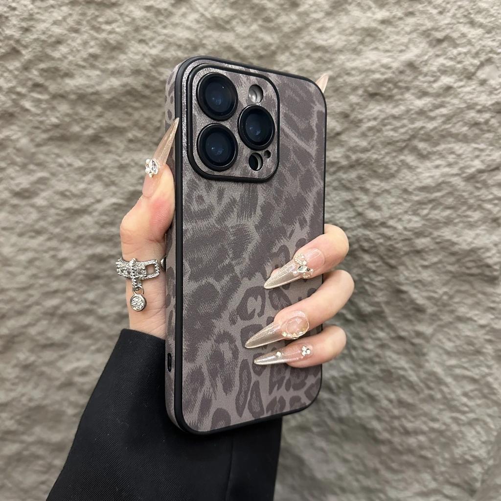 Подходит для iPhone16promax Чехол для мобильного телефона из кожи с леопардовым принтом Apple 15 Full-pack Anti-Fall 14 Защитный чехол High-end Feeling