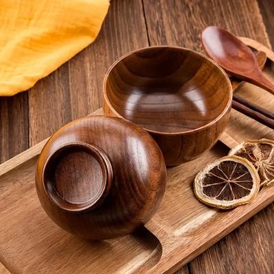 Натуральная деревянная миска японская деревянная миска для риса суповая миска салатница контейнер для еды большая маленькая миска для детей столовые приборы деревянная утварь