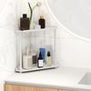 Двухуровневая полка для хранения вещей, угловая полка для ванной комнаты, прочная несущая полка для ванной комнаты, органайзер для витрины с ограждениями