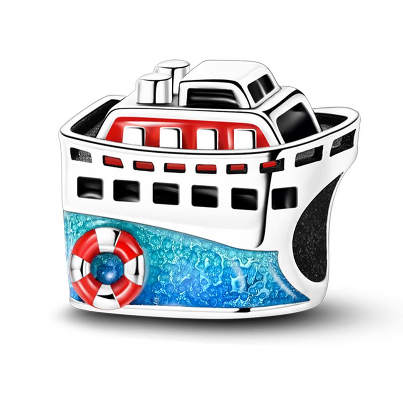 Copper Travel Charm Blue Cruise Ship'S Anchor Pendants Fit Diy Original Bracelet Necklace Fashion Party Jewelry