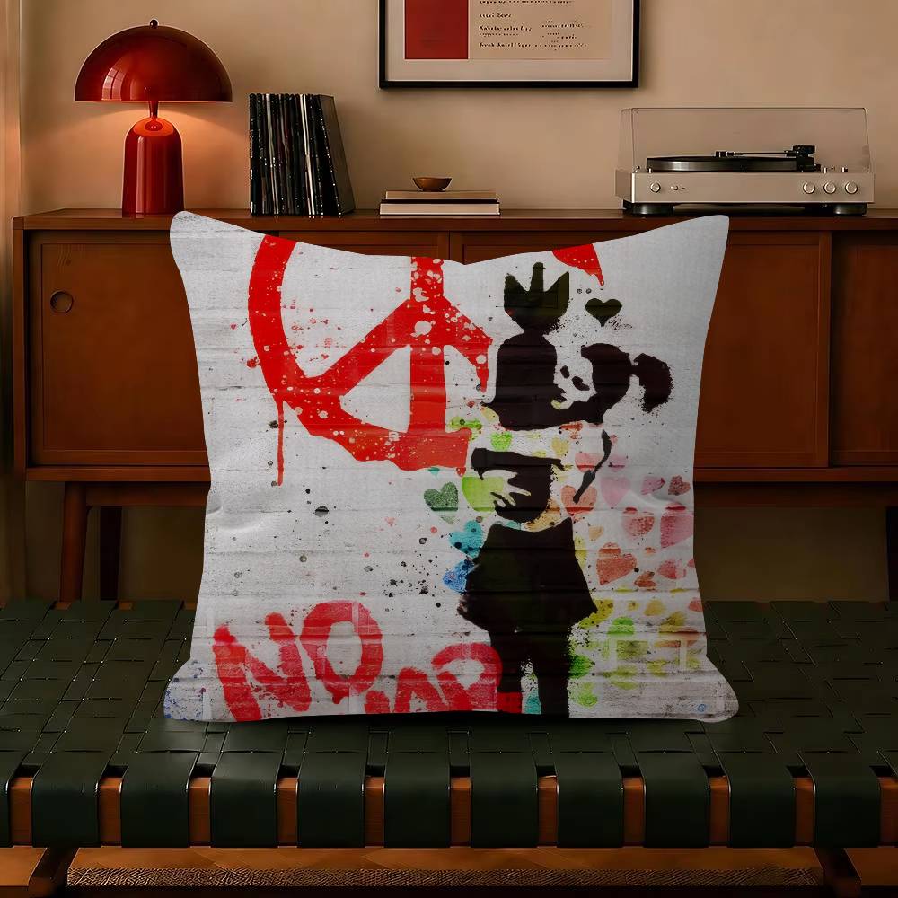 Art Banksy Cushion Decorative Room Aesthetics Pillow Case Home Decor Bedroom Sofa Bed Pillow Cover x