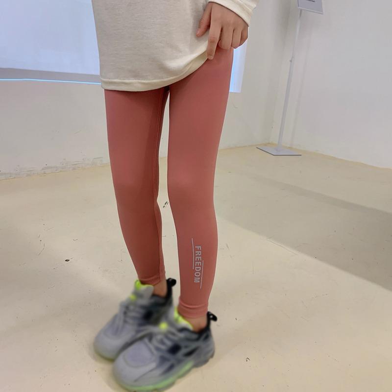 Girls Yoga Pants Letter Print Reflective Design Casual Comfy Pants Gym Leggings