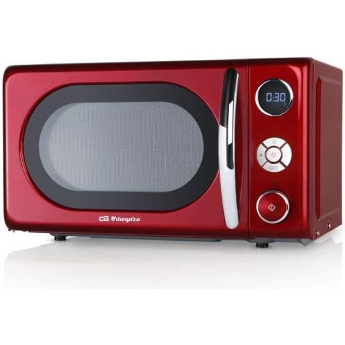 Orbegozo micro-ondes de 700 W numérique avec Grill de 20 litres de capacité et Design en Rouge et Argent - MIG2042