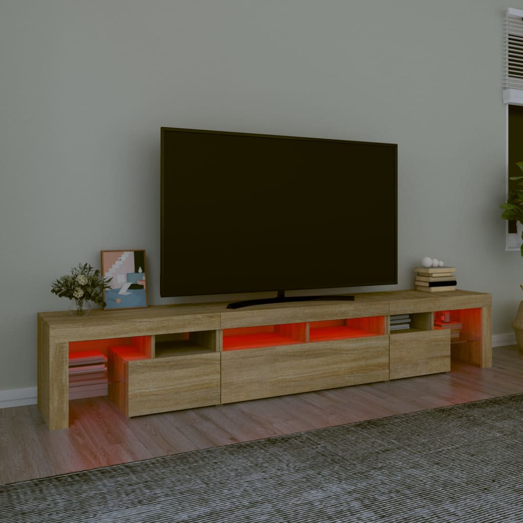 Vidaxl Szafka Pod Tv Z Oświetleniem Led, Dąb Sonoma, 230X36,5X40 Cm