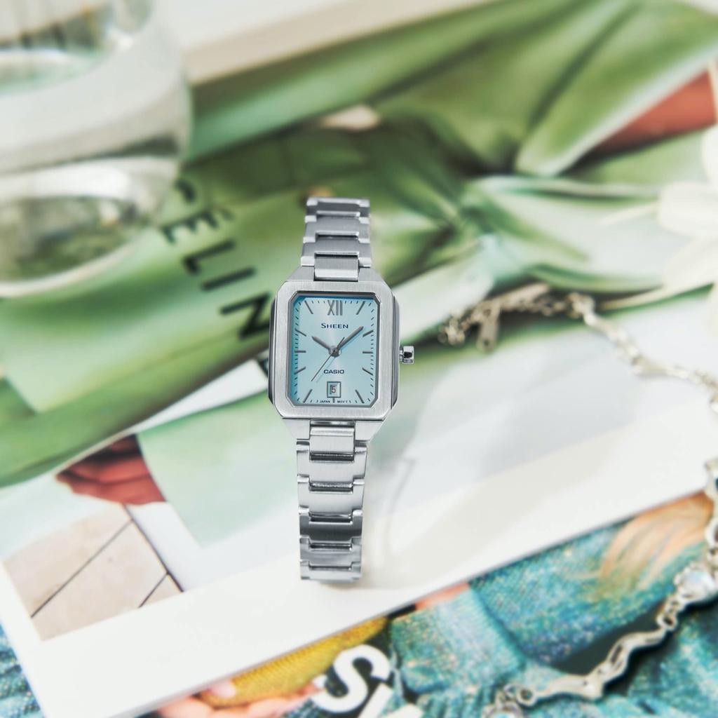 Casio Женские кварцевые часы Sheen из нержавеющей стали с аналоговой индикацией, будильником, водозащитой 50 м SHE-4555D-2A