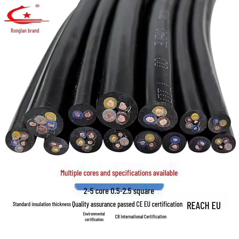 Европейский стандарт CE Шнур питания, H03VV-F/H05VV-F, 2-5 жил, Гибкий медный электрический провод в оболочке