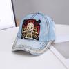 Fashion Personality Cross Skull Baseball Cap Women's Cotton Denim Diamond Bent Cap