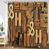 European Retro Wood Grain 3D Printed Shower Curtain Waterproof Fabric Polyester Bathroom Curtain Home Decor Curtain with Hooks