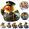 Resin Veteran Tribute Duck Figurine Salute Soldier Uniform Duck Statue Animal Sculpture Home Office Bookshelf Desktop Decoration Ornament