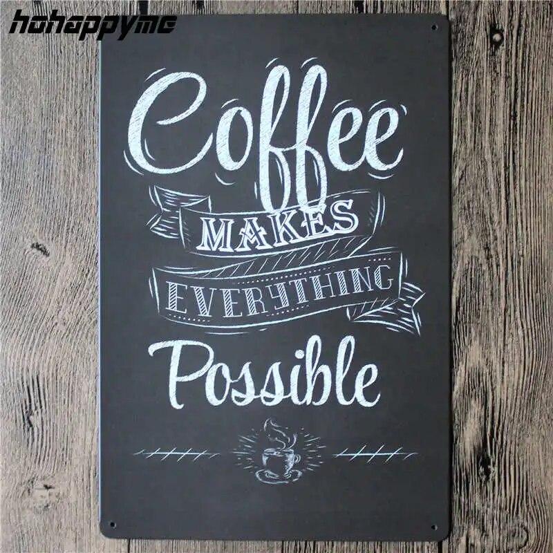 Coffee Menu Metal Plaque Signs House Art License Poster Home Decoration License Plate Tin Wall Decor 20*30 CM