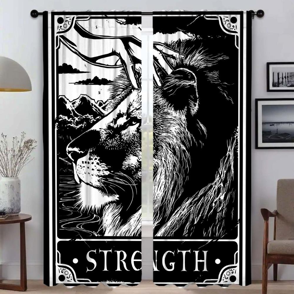 Домашний интерьер Шторы для гостиной Deadly Tarot The Sun Tin Sign Blackout Curtains 2 Pieces Partition Window Curtain Shades